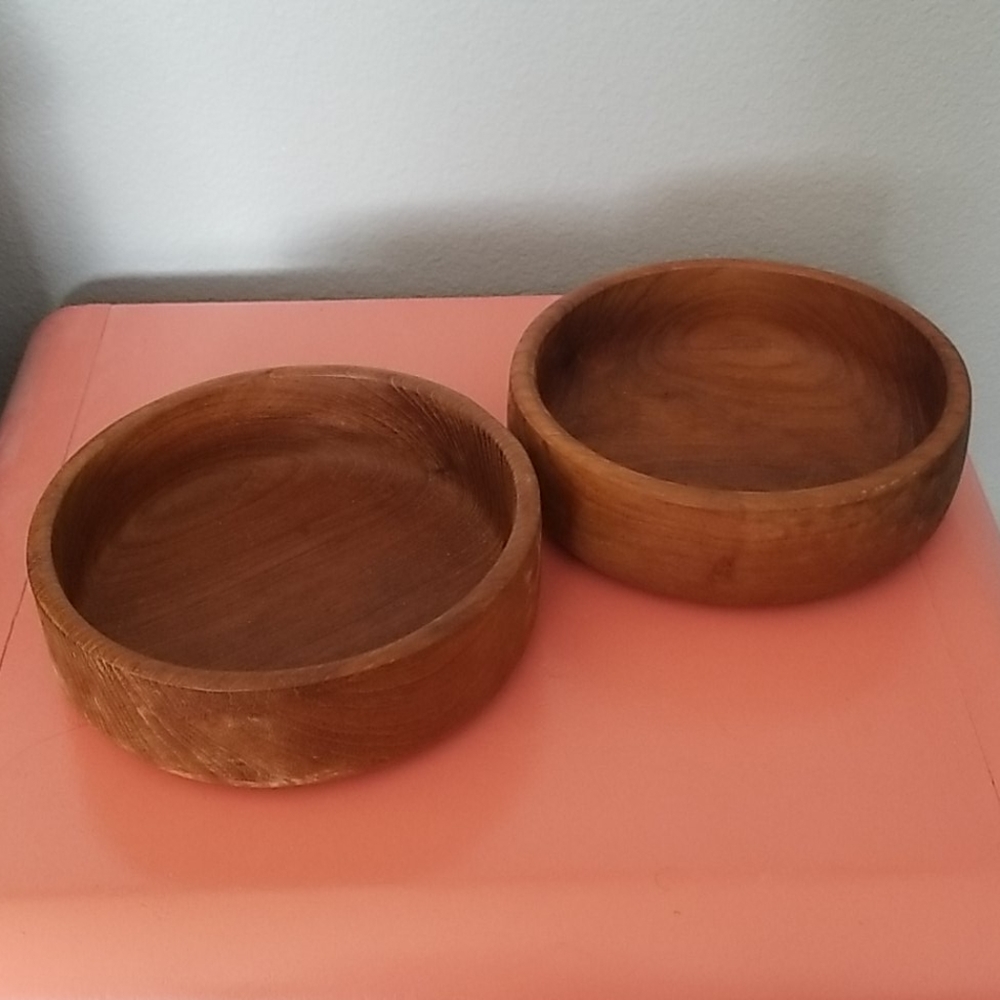 Wood Vintage Bowls set of 2, possibly Walnut or Teak